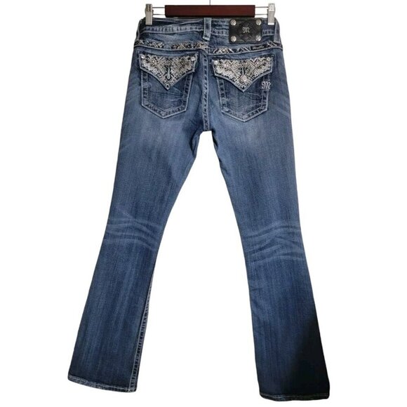 Miss Me Jean Women 28x33 Signature Boot Western Blue Denim Boho Bling Y2K - Picture 1 of 9